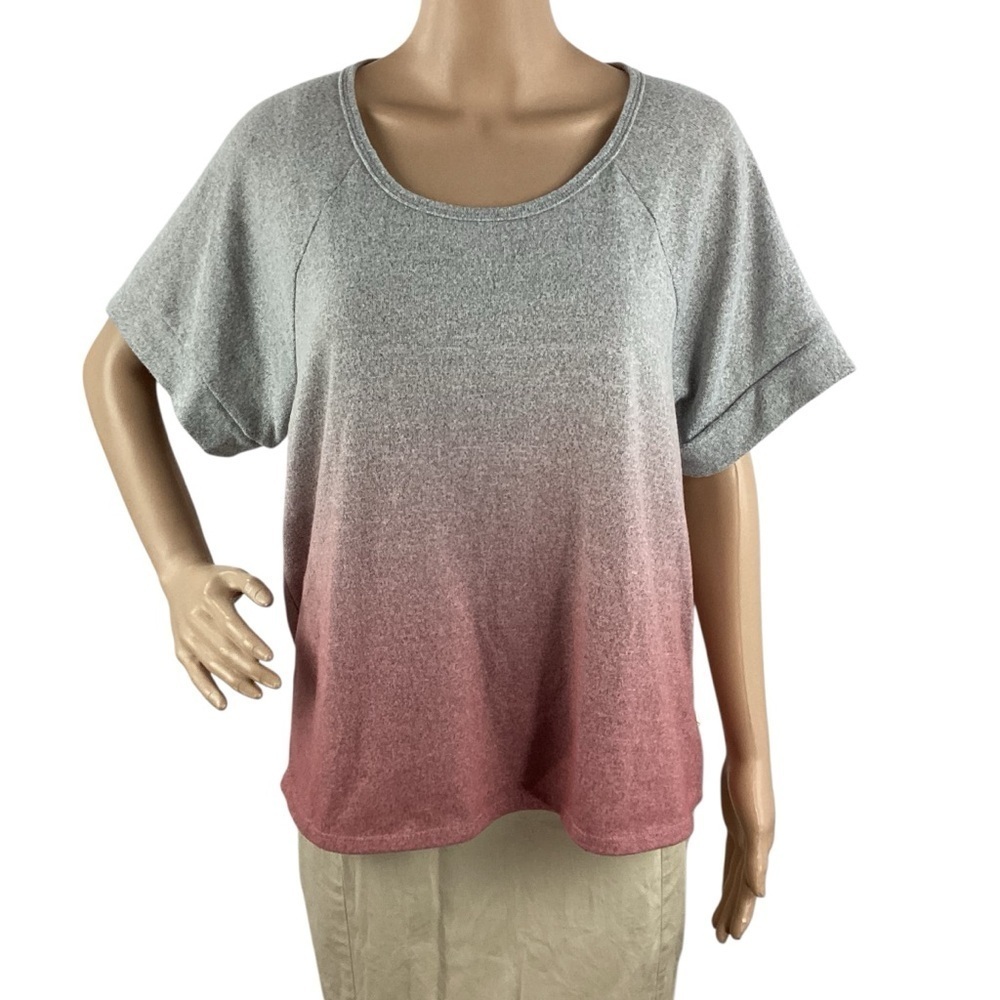 Lucky Brand Hacci Ombré Lounge Sleep T-Shirt Gray Rose M